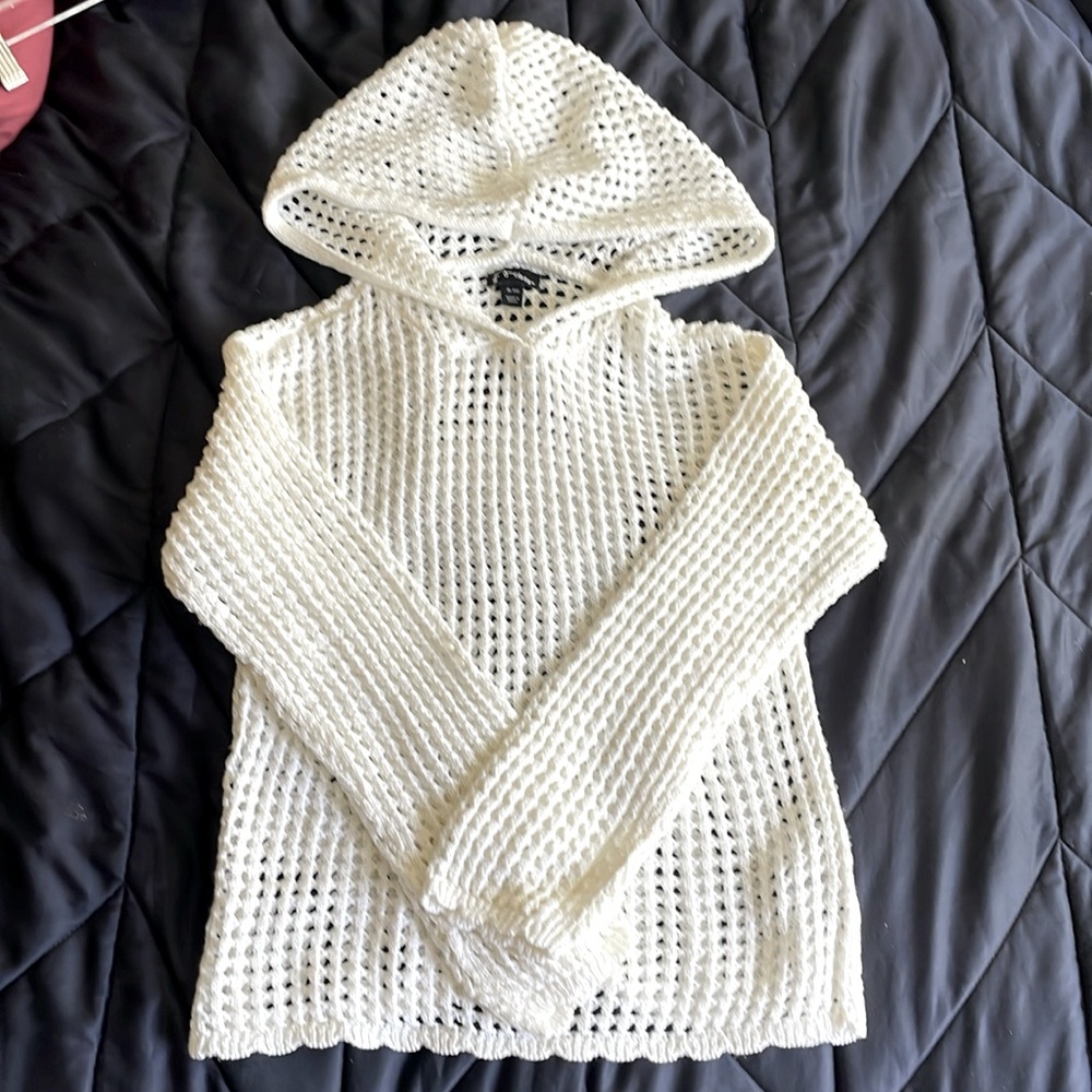Art Class White Loose‎ Knit Hooded Pullover Sweater Girls' XL 14